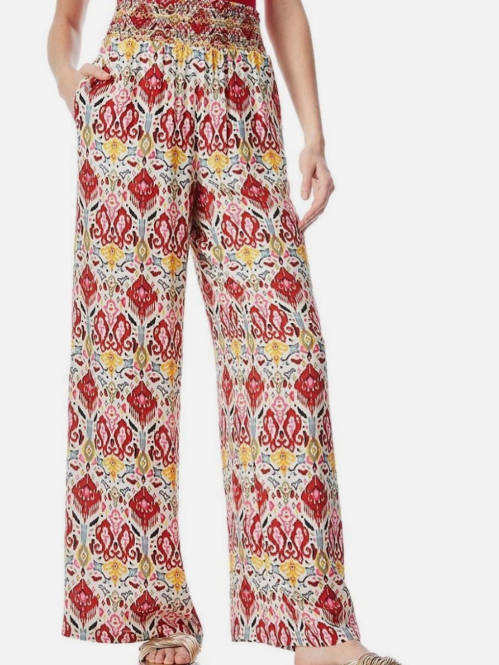 Alice + Olivia Red Multi Russell Ikat Boho Pattern High Rise Pants Size: XS
